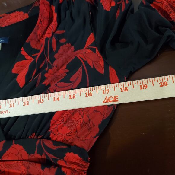 Tommy Hilfiger Floral Maxi Dress Size 8P Black Red Dark Romance Whimsigoth Party - Picture 9 of 11